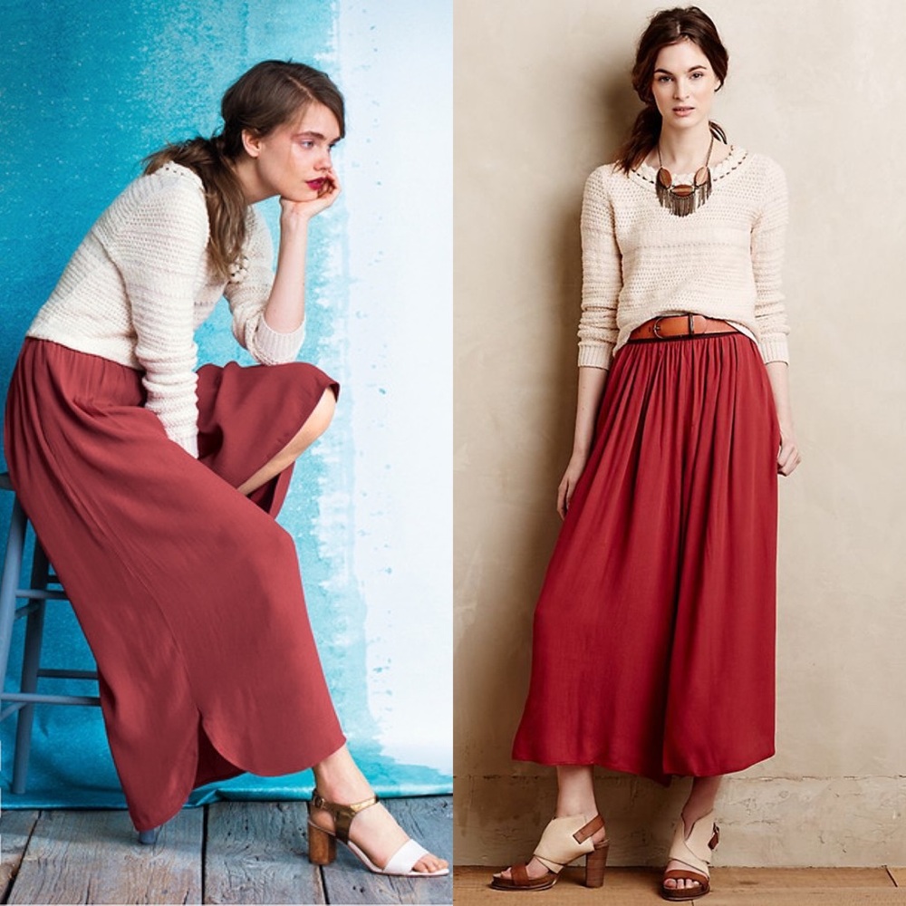 Anthropologie Skirted Tulip Wide-Legs Pants